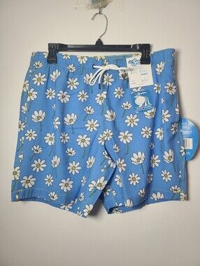 Mr.Swim Blue Floral Athletic Swim Shorts Mens Size Medium